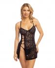 Soraya Lace Babydoll W/side Slit & Rhinestone Detail Black S/m Sex Toy Product