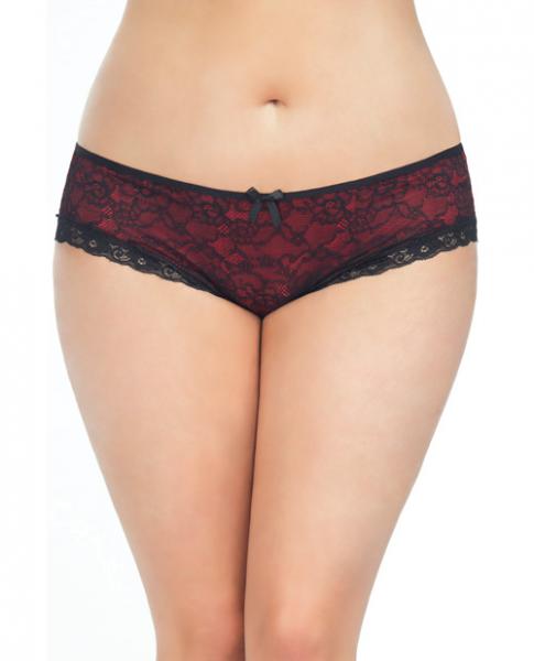 Cage Back Lace Panty Black Red 3X/4X Sex Toy Product