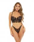 Cheyanne Underwire Eyelash Lace & Mesh Bra & G-string Black Lg Sex Toy Product