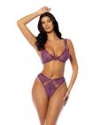 Evrice Lace And Mesh Underwire Bra W/thong - Purple S/m Sex Toy Product