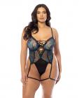 Lola Unlined Underwire Embroidered Teddy W/attached Garter Stays - Black 1x Sex Toy Product