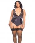 Arabella Lace, Satin Teddy, Garters Excalibur Black 1X Sex Toy Product