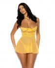 Hazel Peek-a-boo Cup Babydoll W/g-string Panty - Yellow S/m Sex Toy Product
