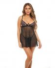 Riley Empire Waist Babydoll W/matching G-string Black/pink L/xl Sex Toy Product