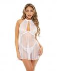 Lia Underwire Floral Embroidered Halter Babydoll W/g-string Bright White Xl Sex Toy Product