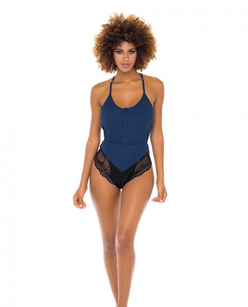 Claribel Ribbed Jersey Romper Estate Blue/black S/m Sex Toy Product