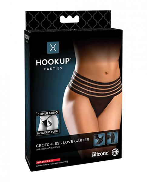 Hookup Panties Crotchless Love Garter Black S-l Sex Toy Product