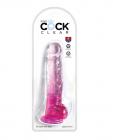 King Cock Clear 8" Cock W/balls - Pink Sex Toy Product