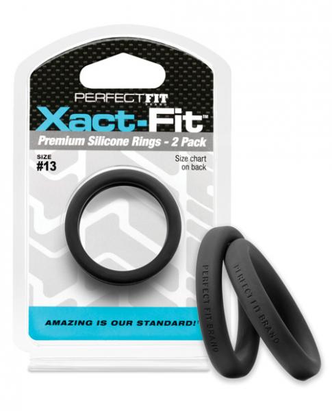 Perfect Fit Xact Fit #13 Black Pack Of 2 Cock Rings Sex Toy Product