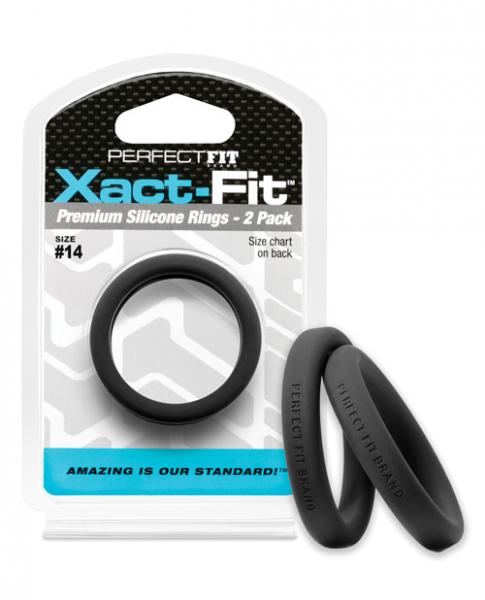 Perfect Fit Xact-Fit #14 Black Pack Of 2 Cock Rings Sex Toy Product