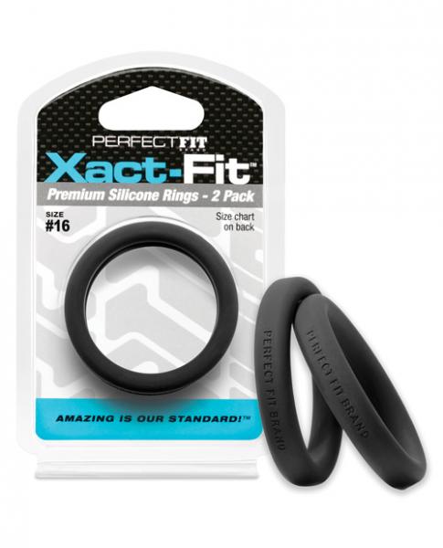 Perfect Fit Xact-Fit #16 Black Pack Of 2 Cock Rings Sex Toy Product