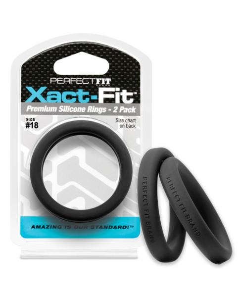 Perfect Fit Xact-Fit #18 2 Pack Black Cock Rings Sex Toy Product
