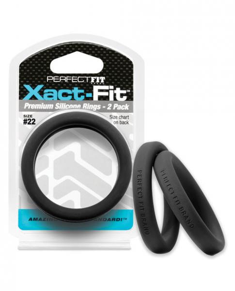 Perfect Fit Xact-Fit #22 2 Pack Black Cock Rings Sex Toy Product