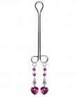 Clit Clamp Double Loop with Heart Charm & Fuchsia Beads Sex Toy Product
