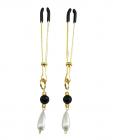 Bijoux De Nip Tweezer Nipple Clamp W/black & Gold Beads W/pearl - Gold Sex Toy Product