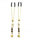 Bijoux De Nip Tweezer Nipple Clamp W/black & Gold Beads W/star - Gold Sex Toy Product