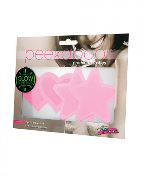 Peekaboos Glow In The Dark Hearts & Stars - Hot Pink 2 Pairs Sex Toy Product