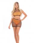 Pink Lipstick Crave You Large Fishnet Cami Top & Skirt, Bandeau Top & Panty Neon Orange O/s Sex Toy Product
