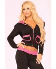 Loungewear Lace Trim Cropped Hoodie - Black Lg Sex Toy Product