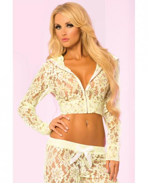 Loungwear Lace Cropped Hoodie Top Green Lg Sex Toy Product