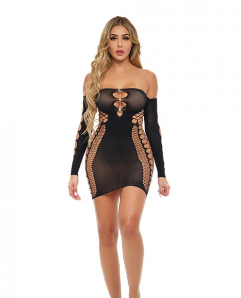 Pink Lipstick Diamond Drippin Dress W/rhinestone Detail Black O/s Sex Toy Product