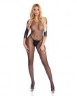 Pink Lipstick Risqué Crotchless Bodystocking Black M/l Sex Toy Product
