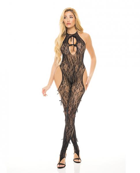 Pink Lipstick Love Me Harder Bodystocking Black O/s Sex Toy Product