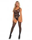 Pink Lipstick On Level High Criss Cross Bodystocking Black O/s Sex Toy Product