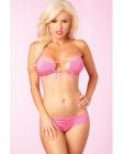 Pink Lipstick Microfiber Cage Top Bra & Panty Set Pink M/L Sex Toy Product