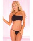 Pink Lipstick Asymmetrical Bra & G-String Black S/M Sex Toy Product