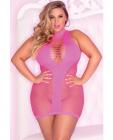 Pink Lipstick Inter-Net High Neck Dress Pink 1X/2X Sex Toy Product