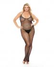 Rhinestone Fishnet Halter Top Bodystocking Black Qn Sex Toy Product