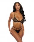 Sheer Mesh Pearl Bra & Strappy Pearl Panty Black O/s Sex Toy Product