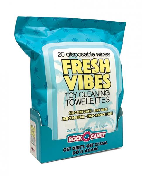 Rock Candy Fresh Vibes Toy Cleaning Towelettes Travel Pack - Pack Of 20 Sex Toy Product