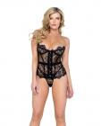 Fantasy Scalloped Eyelash Lace Bustier & Thong Black Sm Sex Toy Product