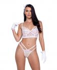 Forever Yours Embroidered Long Line Bra & Panty White Xl Sex Toy Product
