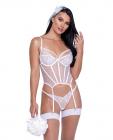 Forever Yours Embroidered Bustier & Thong White Md Sex Toy Product