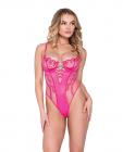 Valentine Bubblegum Heart Metallic Lace & Scallop Embroidered Teddy Pink Xl Sex Toy Product