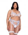 Holiday Snow Queen Metallic Snowflake Embroidered Bra & High Waisted Thong Blue/white 2x Sex Toy Product
