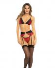 Rene Rofe Underneath It All Bra, Garter Belt & G-string Red M/l Sex Toy Product