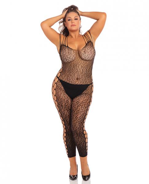 Rene Rofe Animal Crotchless Bodystocking Black 1x/2x Sex Toy Product