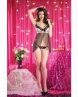 Split Front Babydoll Lace, Bow & G-String Pink Lg Sex Toy Product