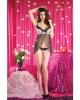 Split Front Babydoll Lace, Bow & G-String Pink Lg Sex Toy Product Image 1