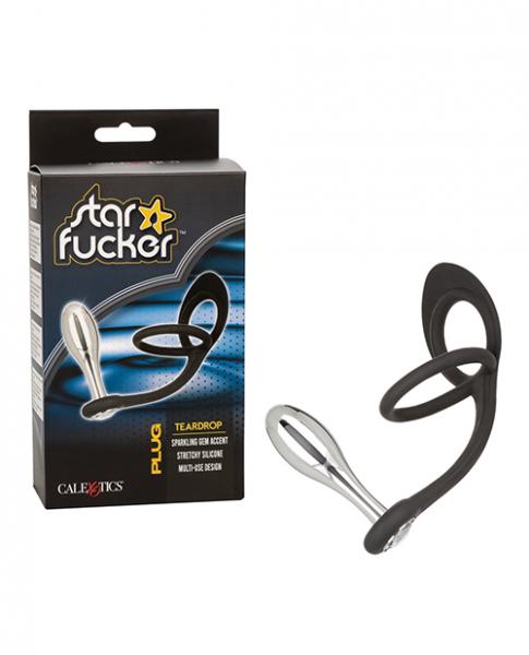 Star F*cker Teardrop Gem Plug W/silicone Enhancer - Black Sex Toy Product