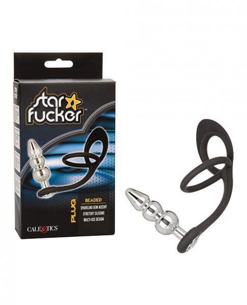 Star F*cker Beaded Gem Plug W/silicone Enhancer - Black Sex Toy Product