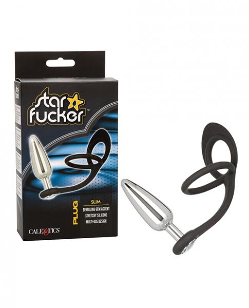 Star F*cker Slim Gem Plug W/silicone Enhancer - Black Sex Toy Product