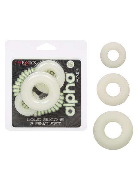 Alpha Liquid Silicone Glow In The Dark Cock Ring - Set Of 3 Sex Toy Product
