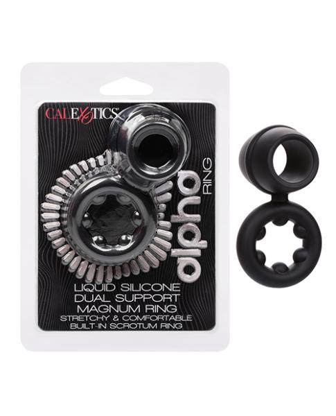 Alpha Liquid Silicone Dual Magnum Ring - Black Sex Toy Product