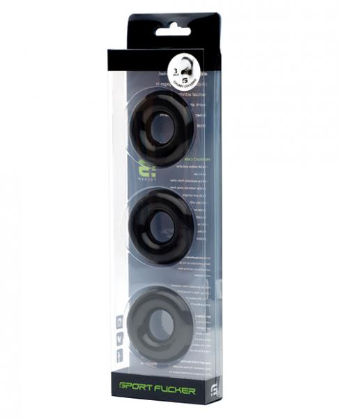 Sport F*cker Chubby Cockring Pack Of 3 - Black Sex Toy Product