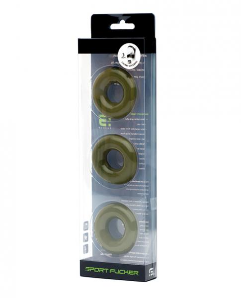Sport F*cker Chubby Cockring Pack Of 3 - Army Green Sex Toy Product